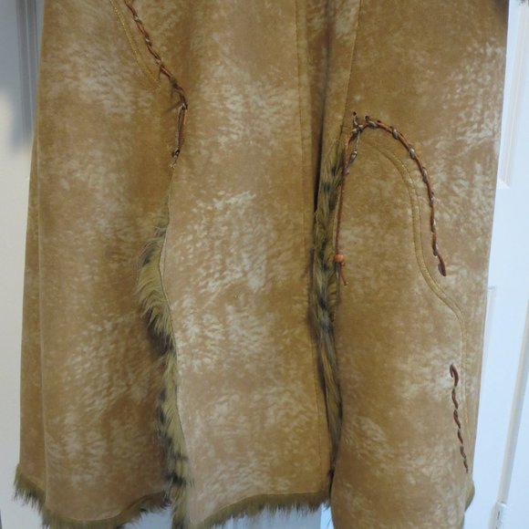 REM Leopard Print Faux Fur Hooded Long Coat Jacket Sz M - Picture 4 of 8